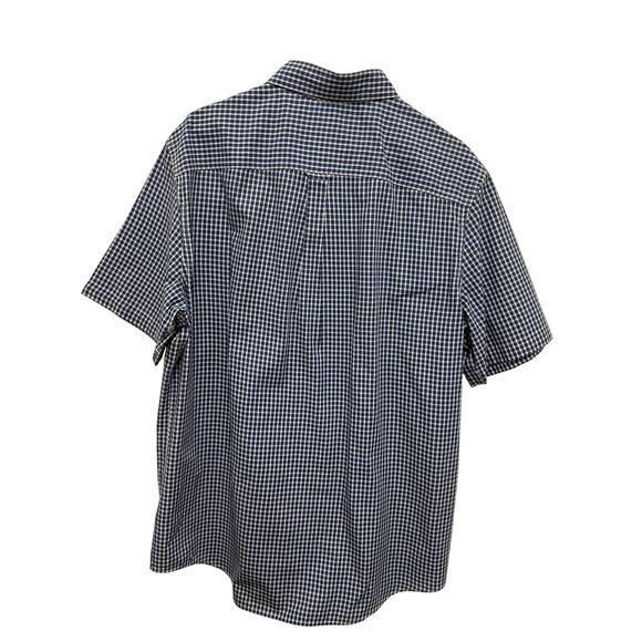 Chaps Ralph Lauren Mens Shirt Size L Blue Check Short Sleeve Button Down Pocket - Picture 2 of 5